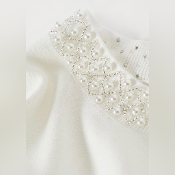 White H&M sweater with beading, size XS - Picture 3 of 10